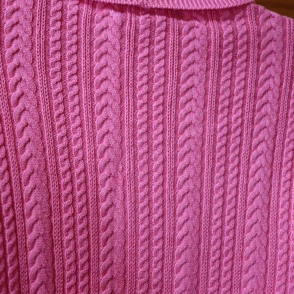 Wainscott VTG Pink Cable Knit Turtle Neck Pullover Sweater Large - Picture 5 of 13